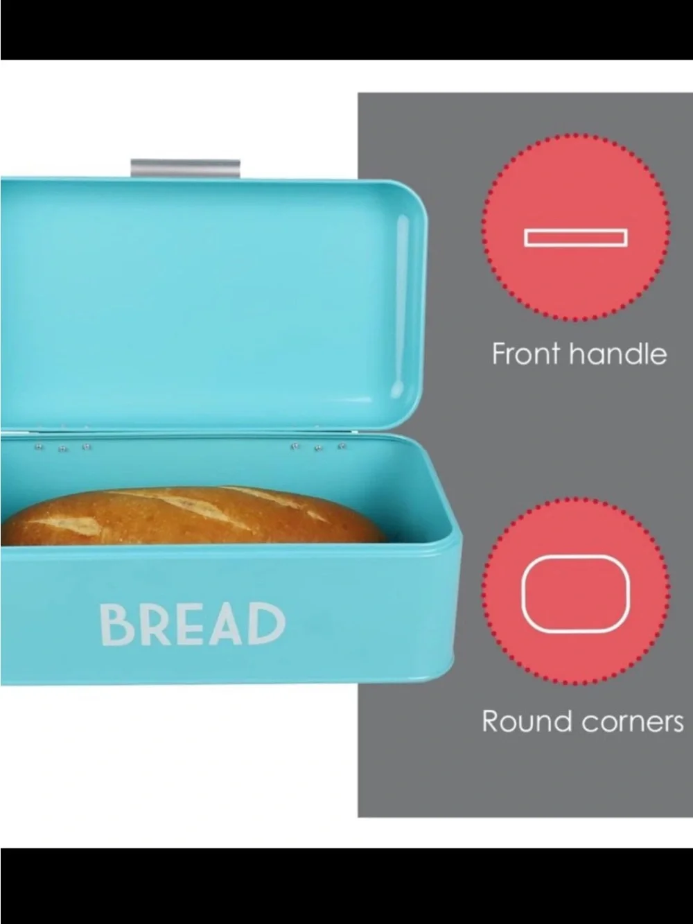 Home Basic-retro metal turquoise bread box storage for kitchen countertop-used